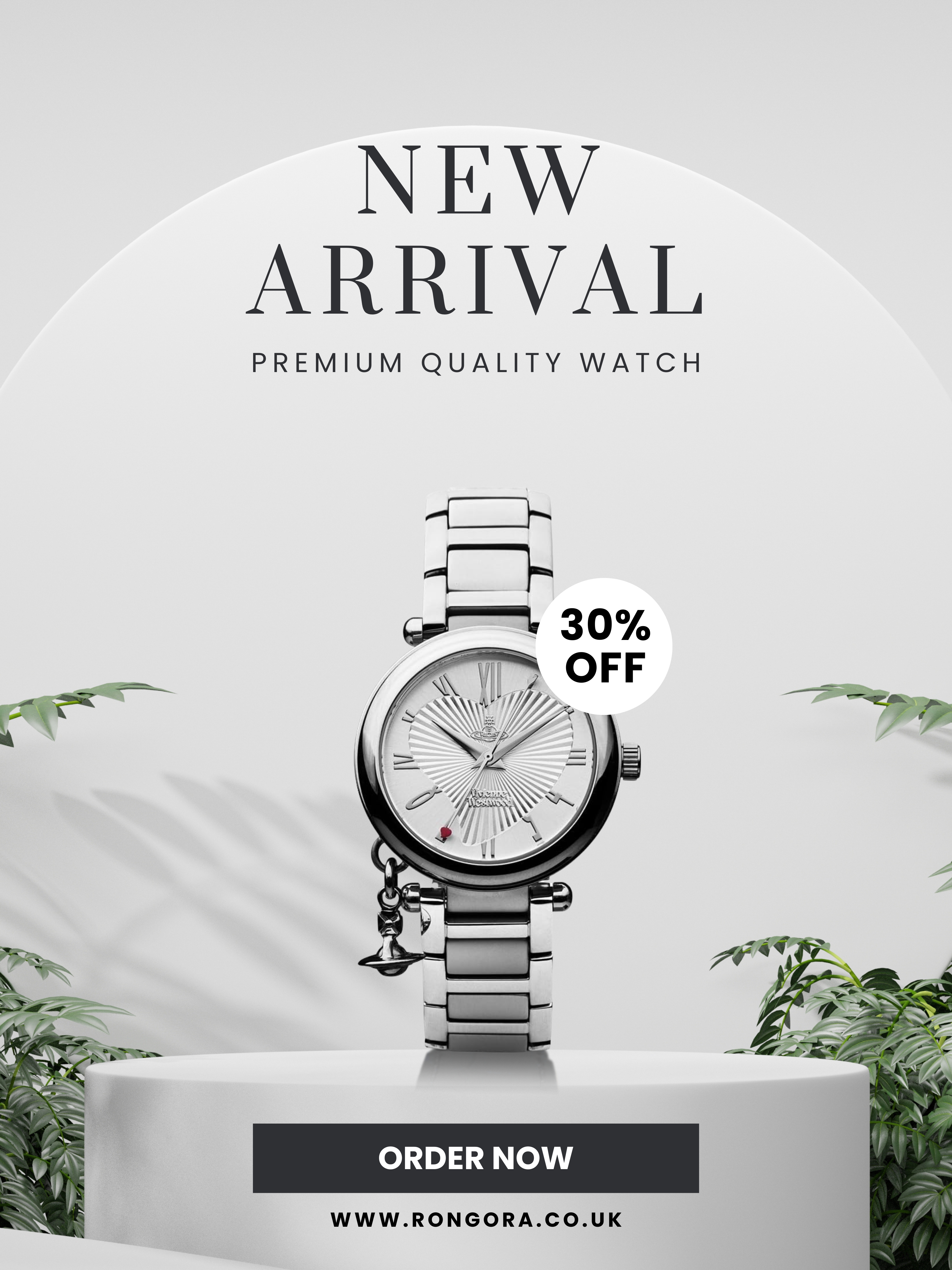 Vivienne Westwood Women's Orb Quartz Watch with Silver Dial Analogue Display and Stainless Steel Bracelet by Rongora