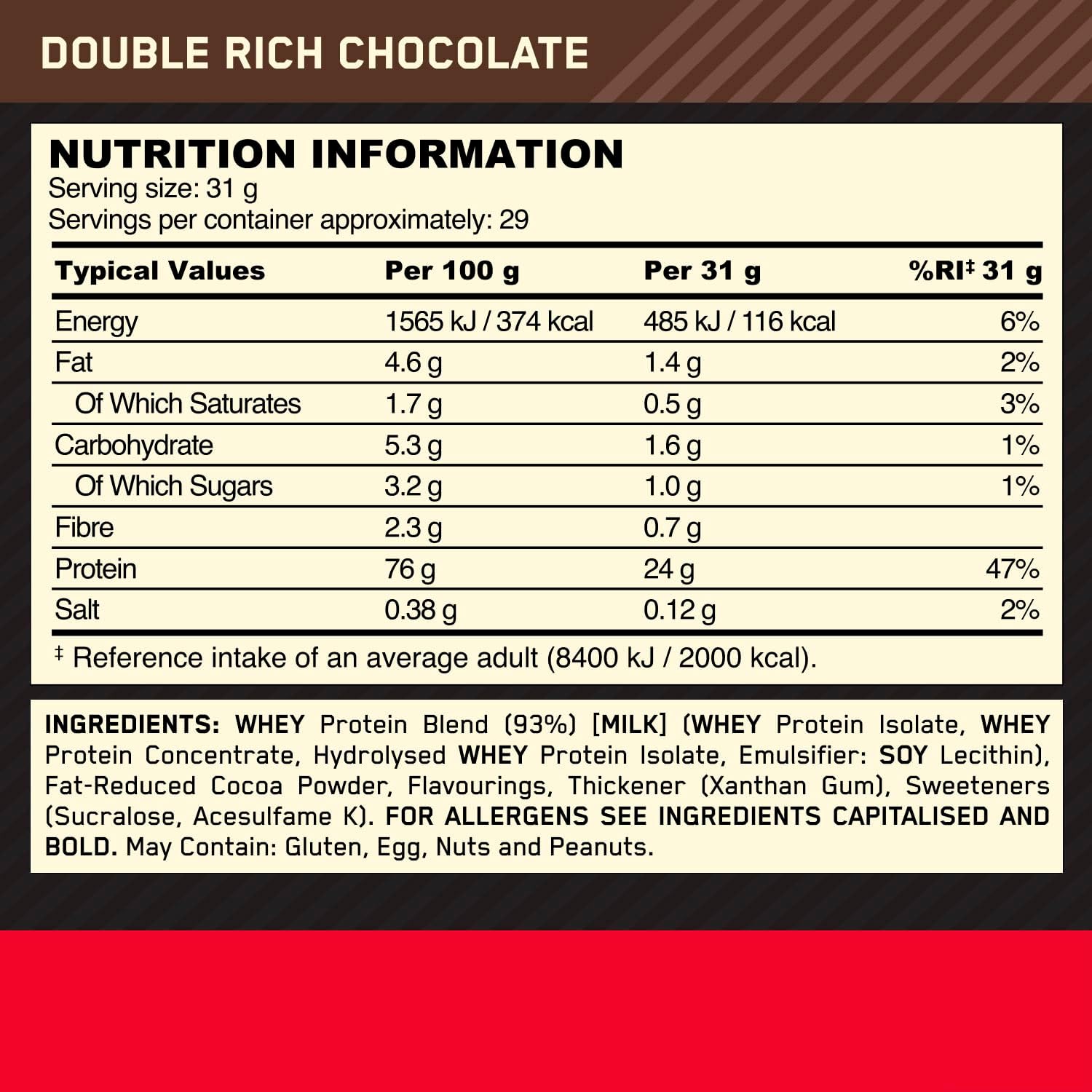 baby item Gold Standard Whey Protein, Muscle Building Powder with Naturally Occurring Glutamine and Amino Acids, Double Rich Chocolate, 29 Servings, 899 g, Packaging May Vary